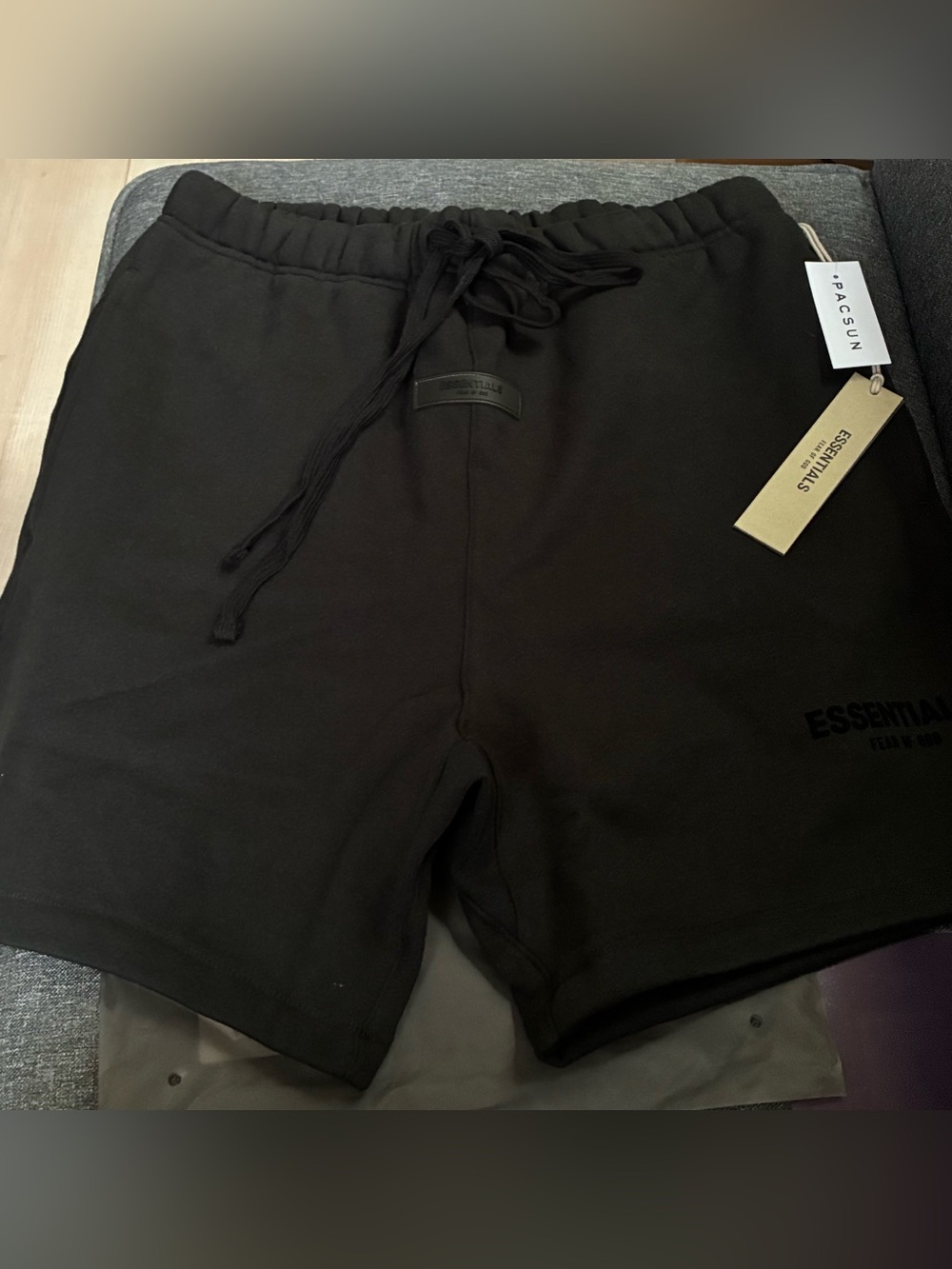 Essentials Black Men's Elastic-Waist Athletic Shorts